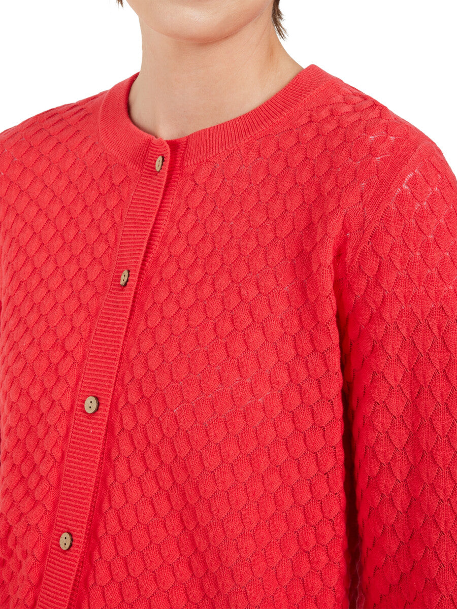 Brandtex Knit Cardigan in Red