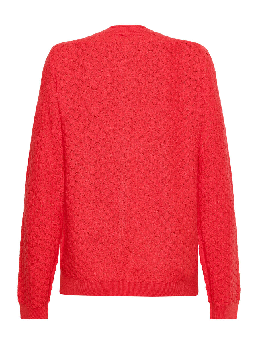 Brandtex Knit Cardigan in Red