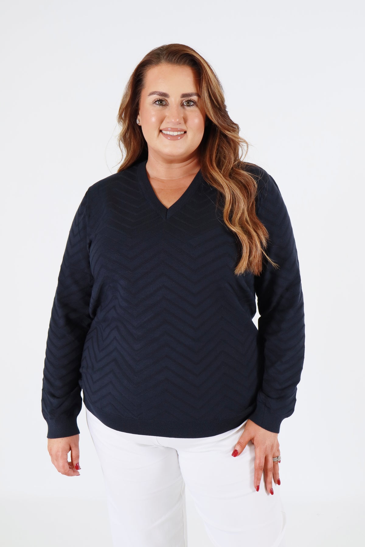 Brandtex Knit Jumper in Navy