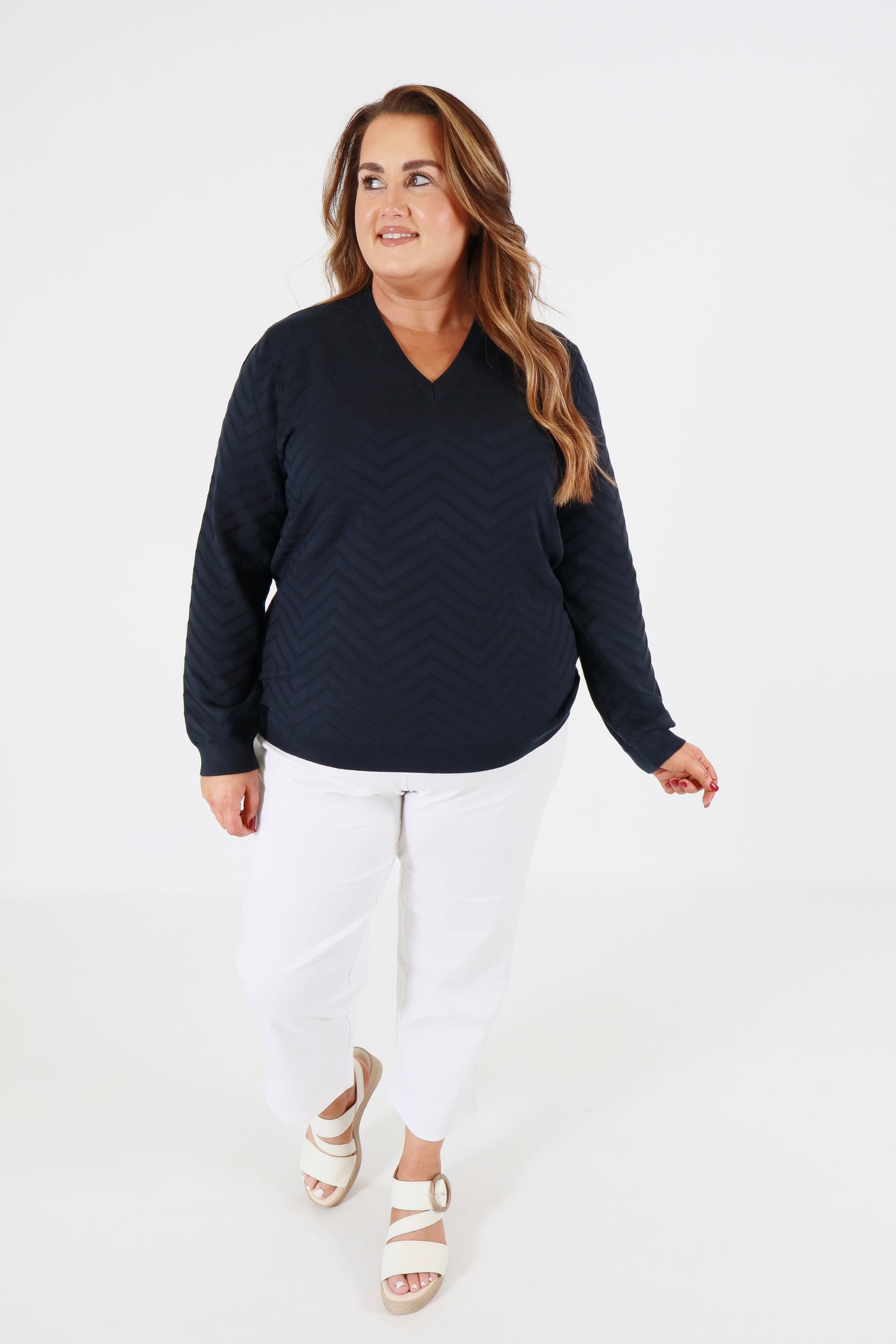 Brandtex Knit Jumper in Navy