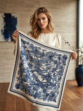 Chealsea Silk Scarf in Navy