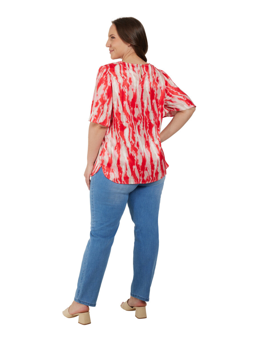 Ciso Blouse in Red Tie Dye