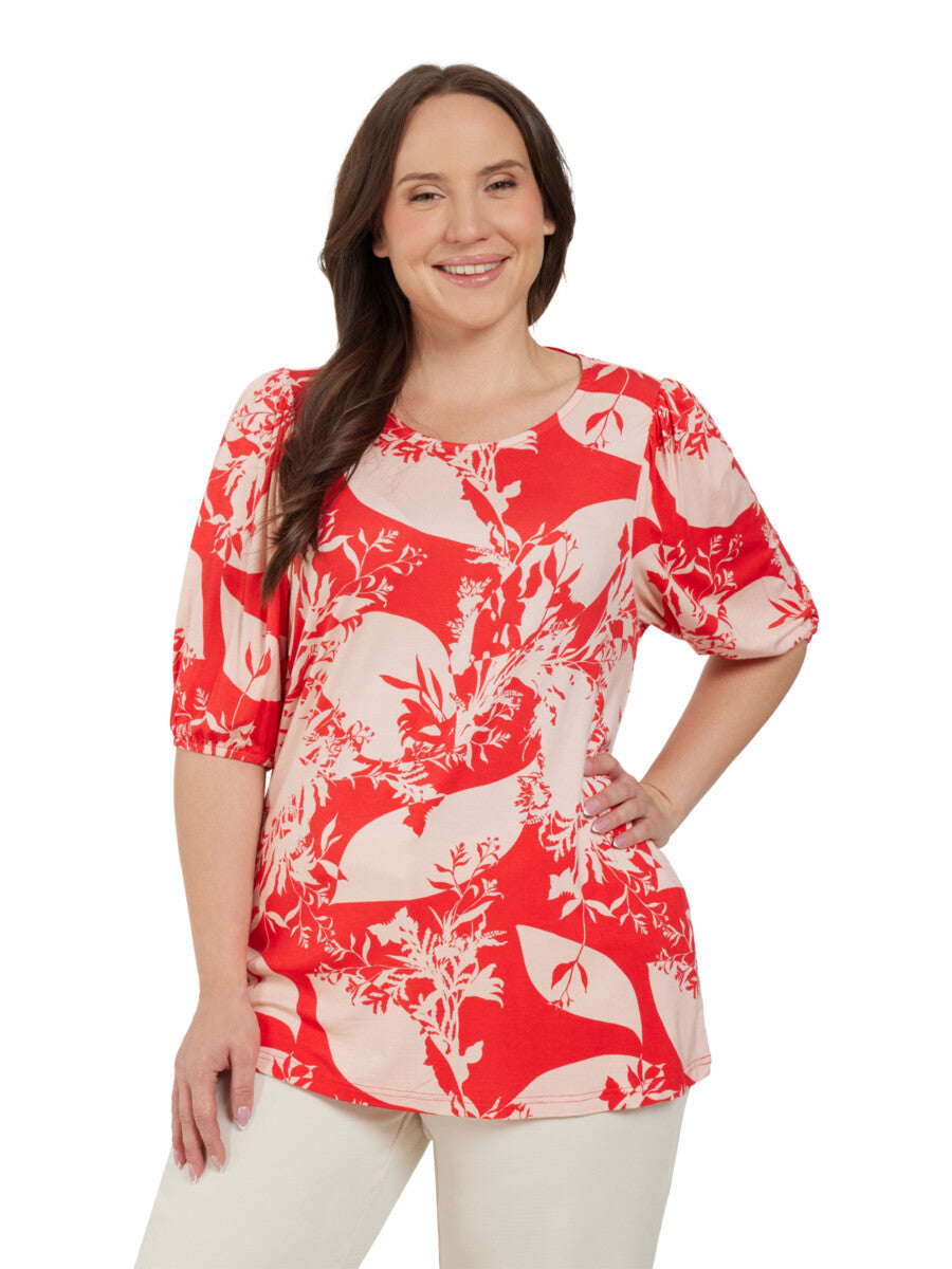 Ciso Floral T-Shirt in Coral