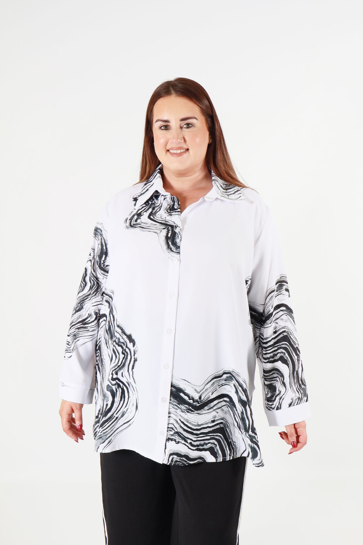 Curviss Shirt in White Marble