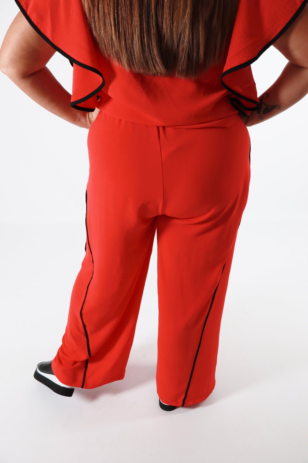 Curviss Wide Leg Trouser in Red