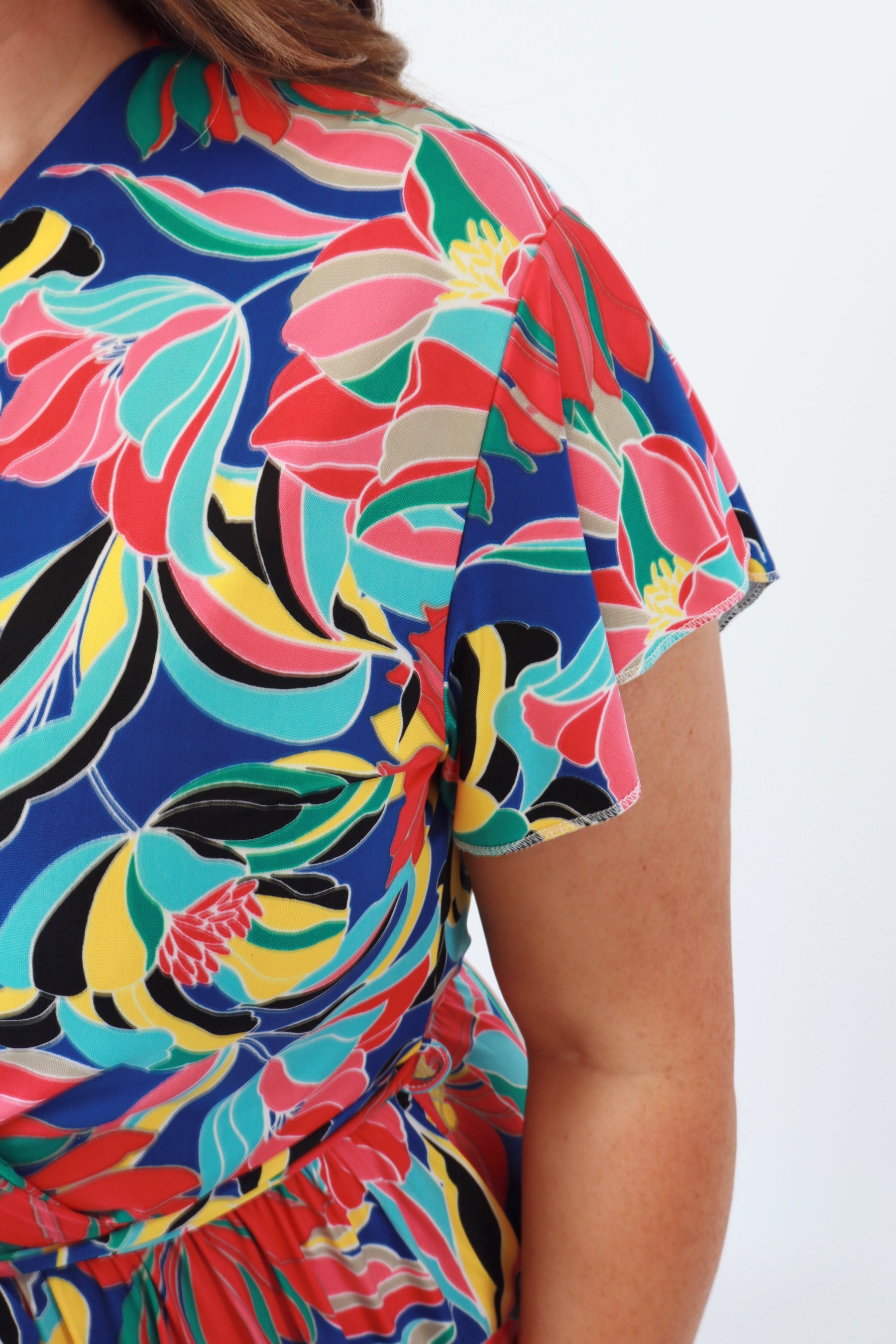Dani Dress in Blue with Vivid Florals