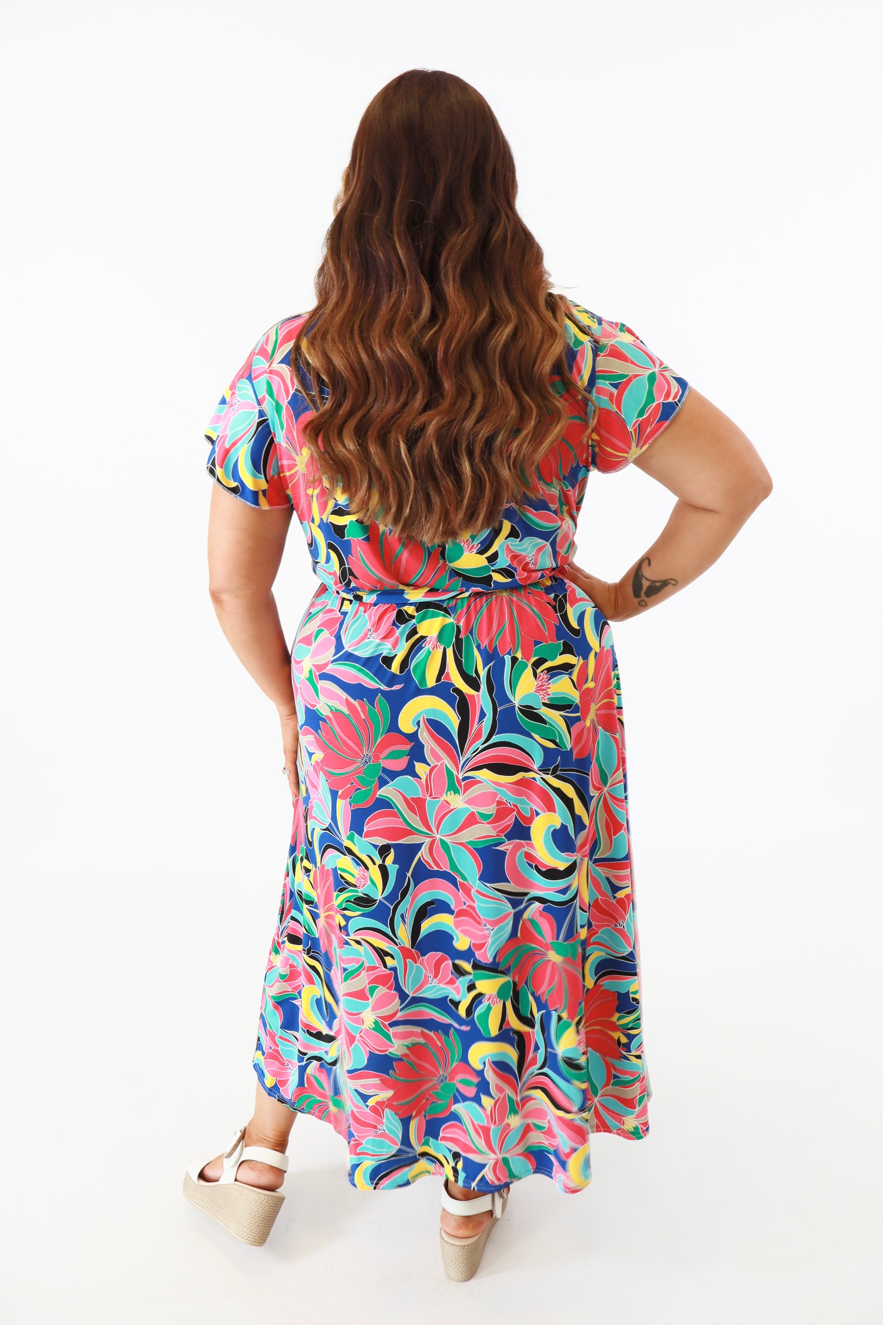 Dani Dress in Blue with Vivid Florals