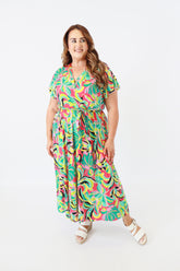 Dani Dress in Pink with Vivid Florals