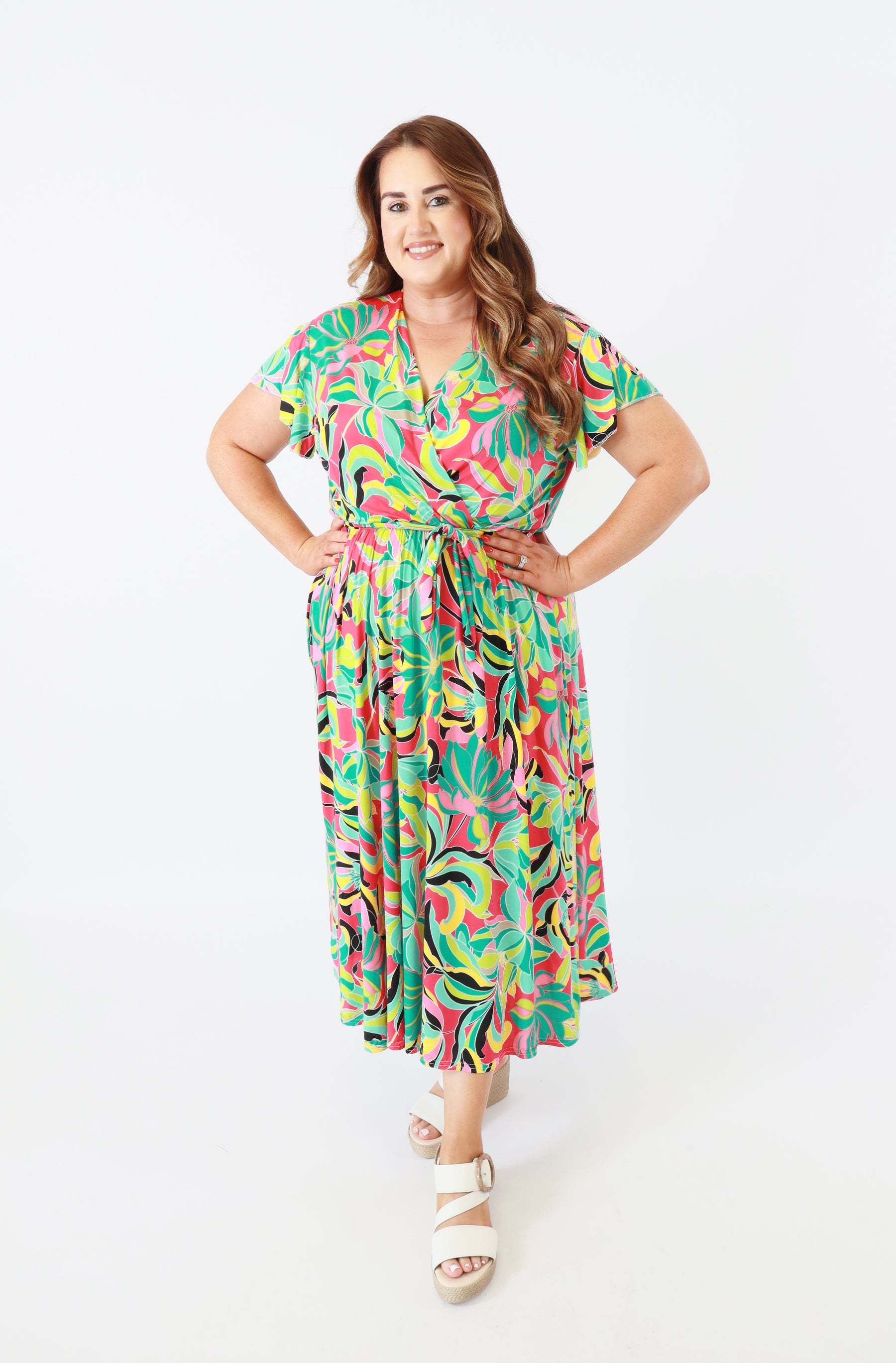 Dani Dress in Pink with Vivid Florals