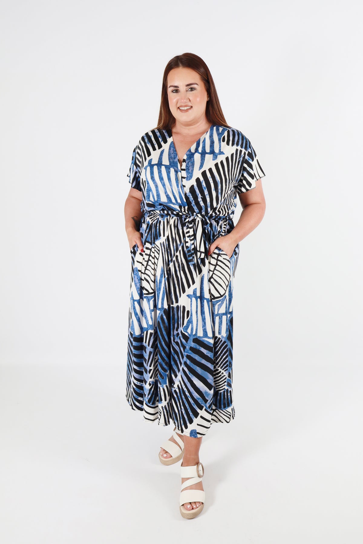 Dani Dress in Navy Leaf