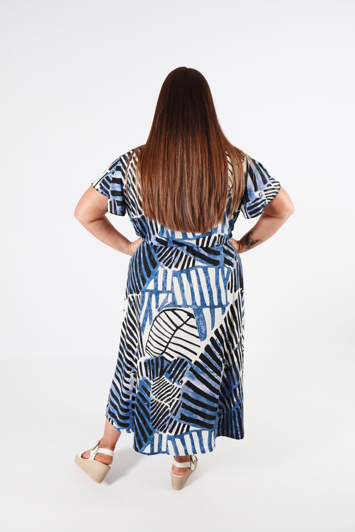 Dani Dress in Navy Leaf