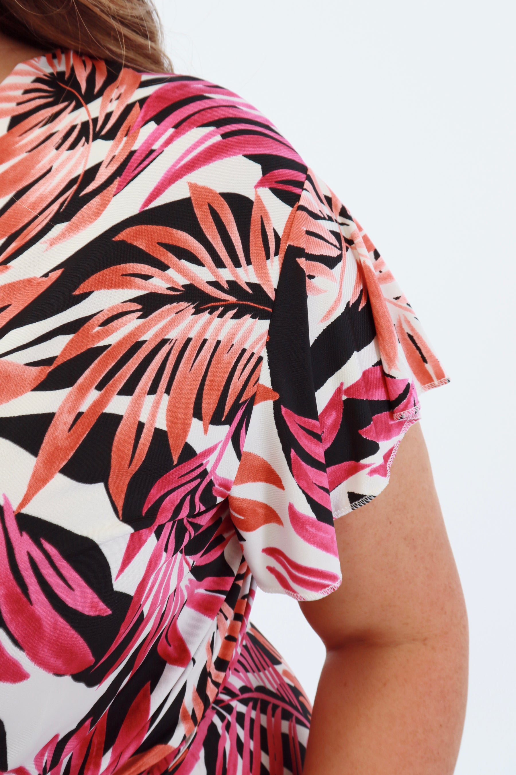 Dani Dress in Pink and Orange Leaf