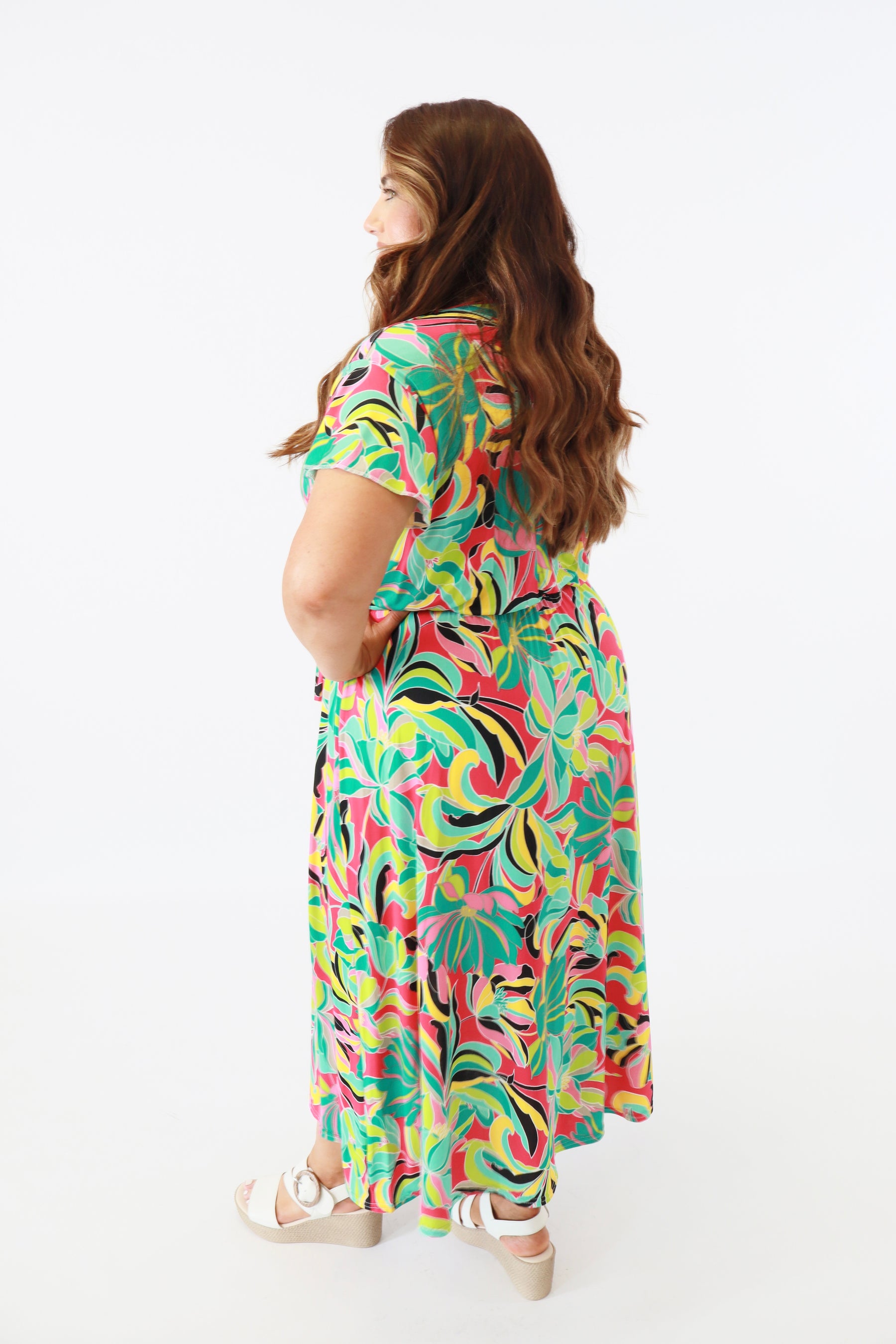 Dani Dress in Pink with Vivid Florals