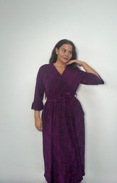Dani Faux Wrap Dress in Purple Glitter