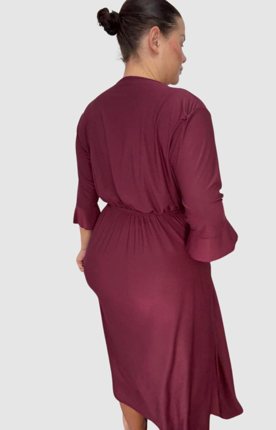 Dani Faux Wrap Dress in Wine
