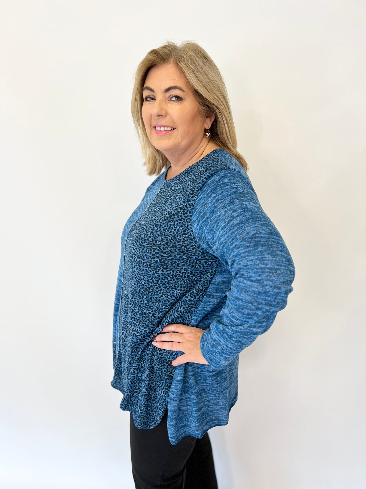 Eden Leopard Top in Blue