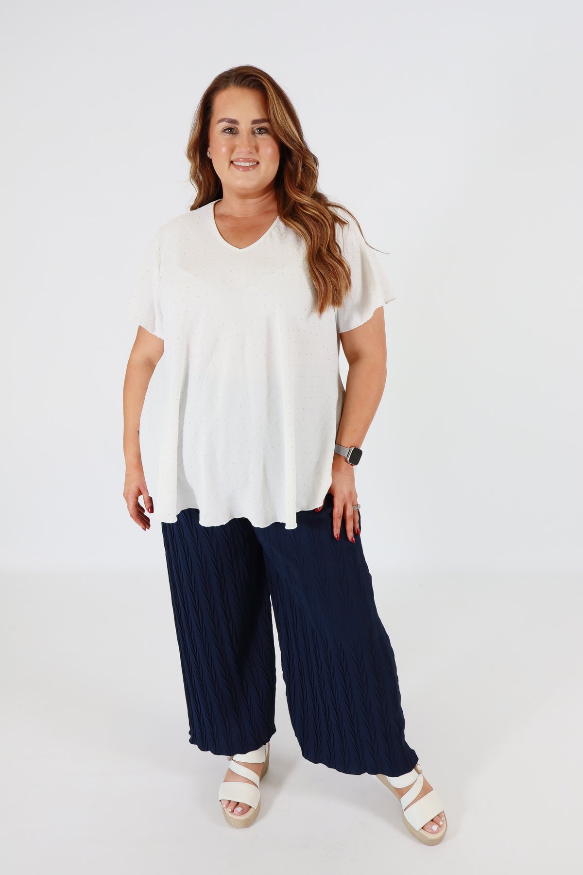 Effie Wide Leg Trousers in Navy