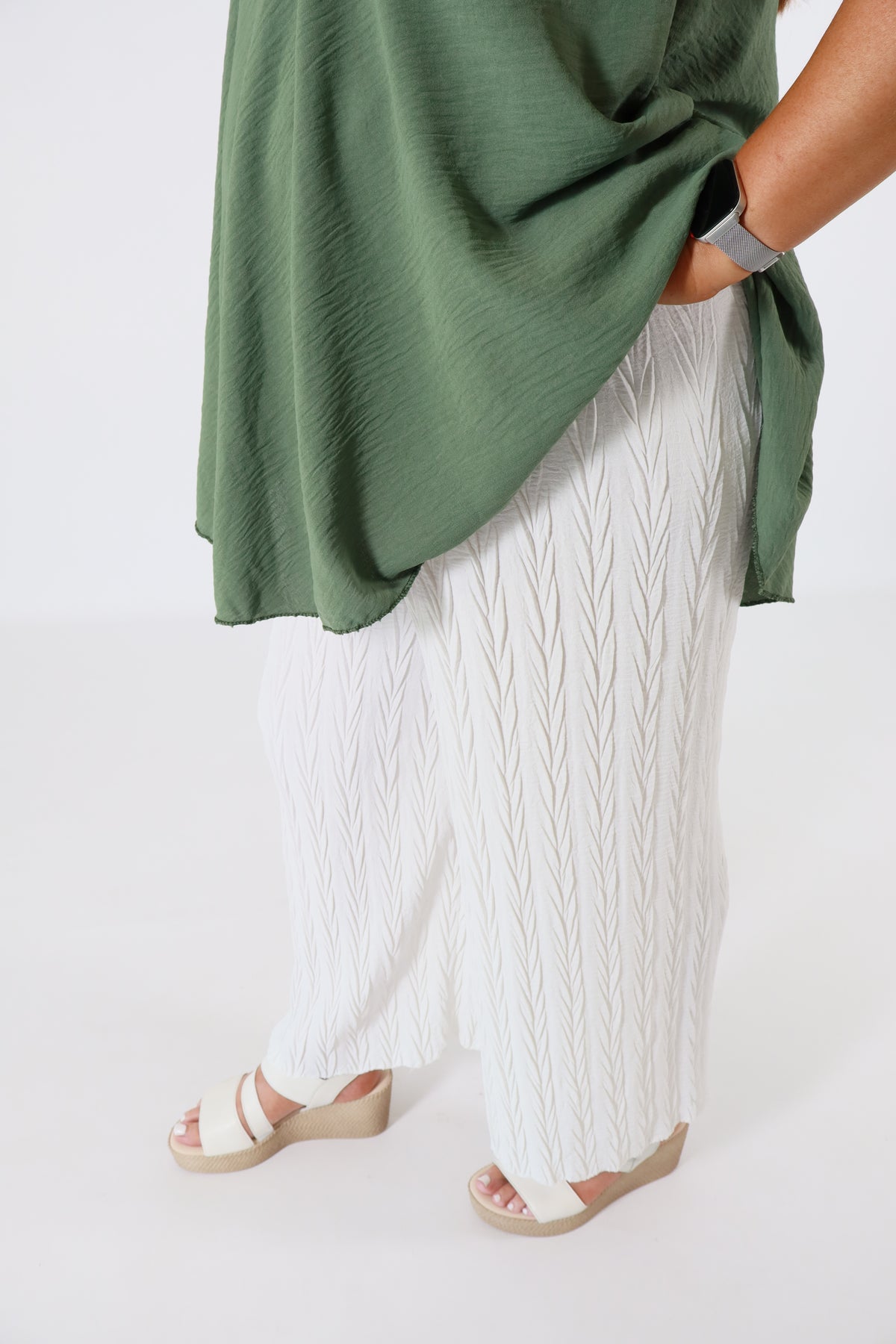 Effie Wide Leg Trousers in White