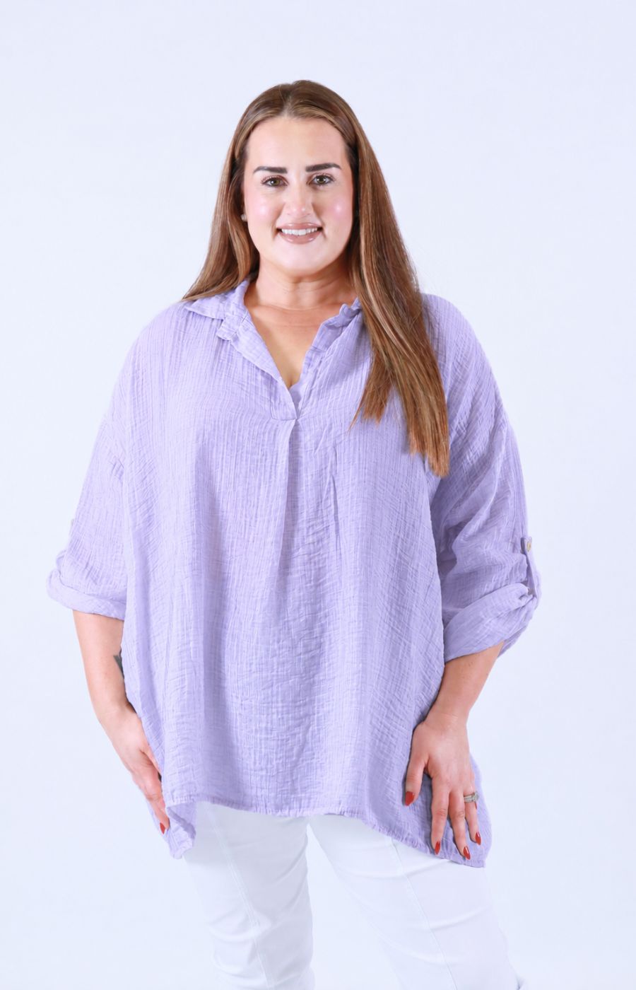 Ellie V Neck Blouse in Lilac