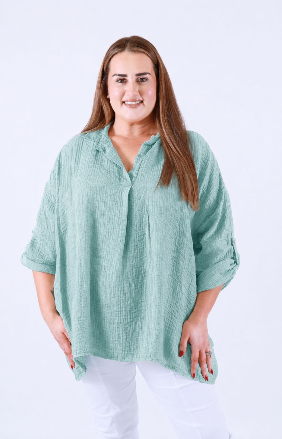 Ellie V Neck Blouse in Mint