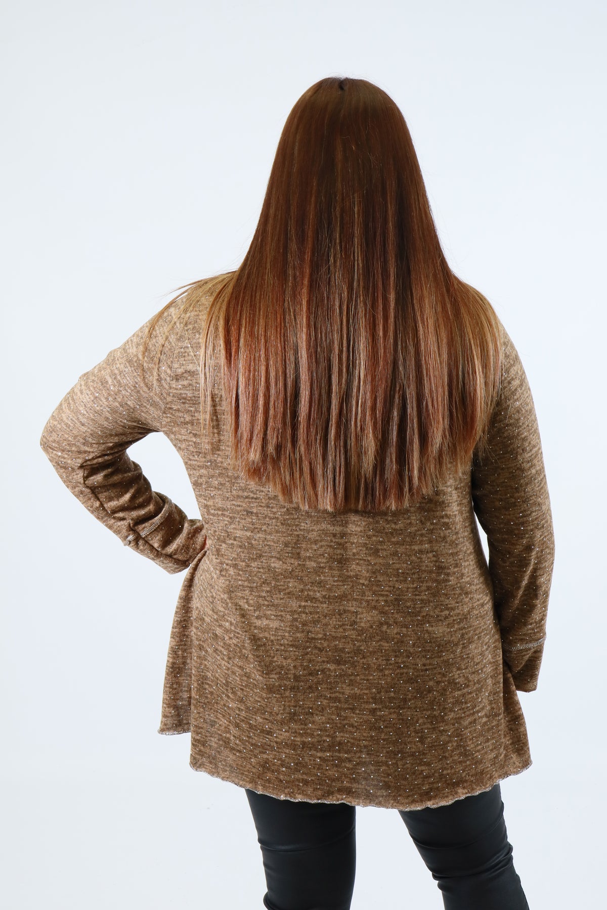 Emer Rhinestone Top in Tan