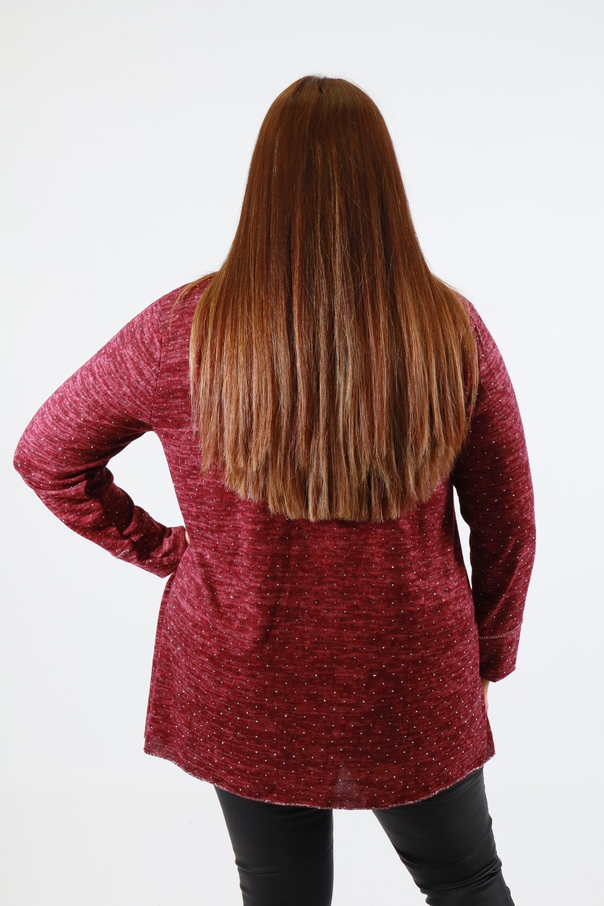 Emer Rhinestone Top in Wine