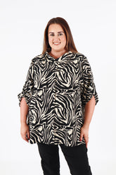 Evelynn Oversized Blouse in Zebra Print