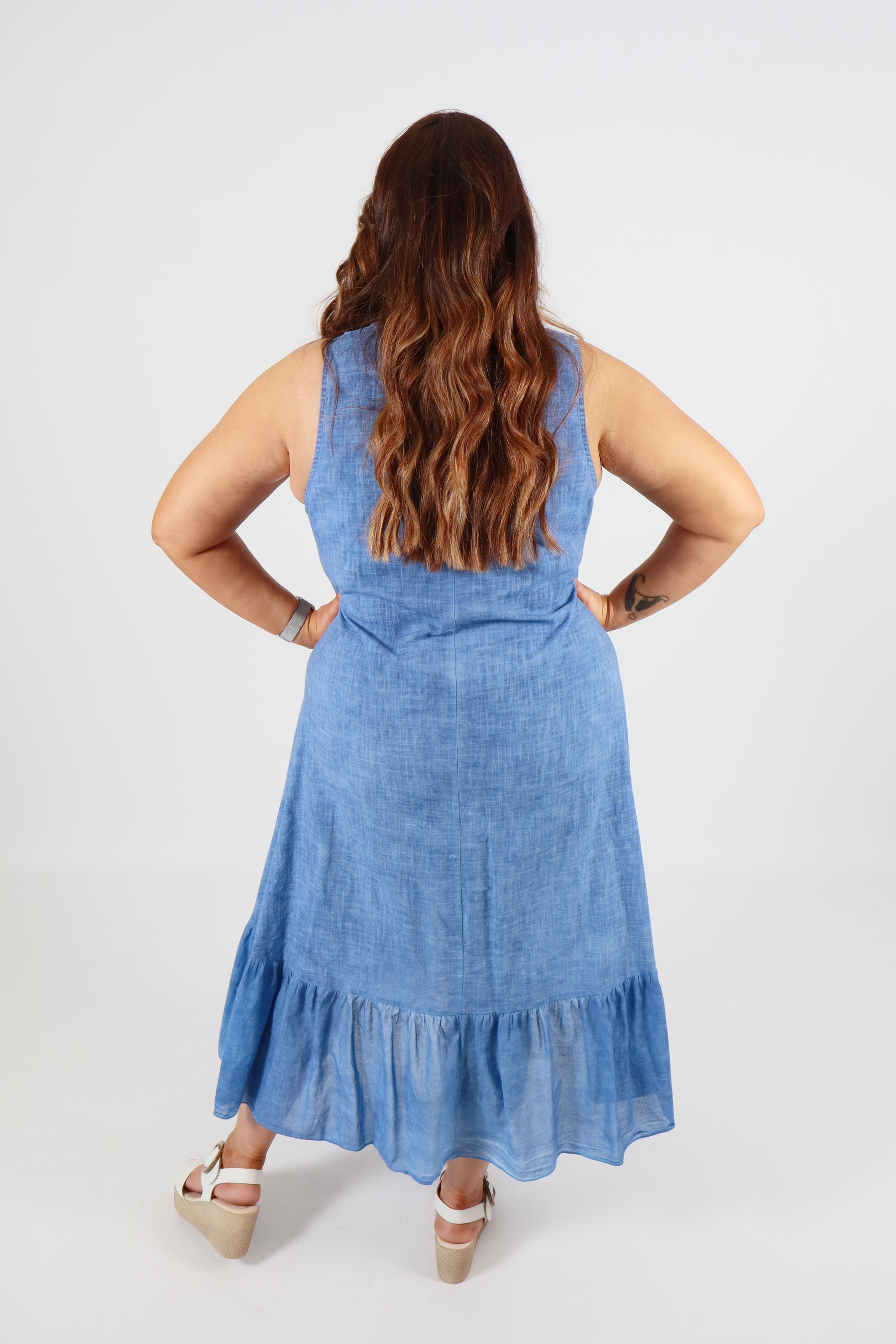 Evie Cotton Dress in Blue