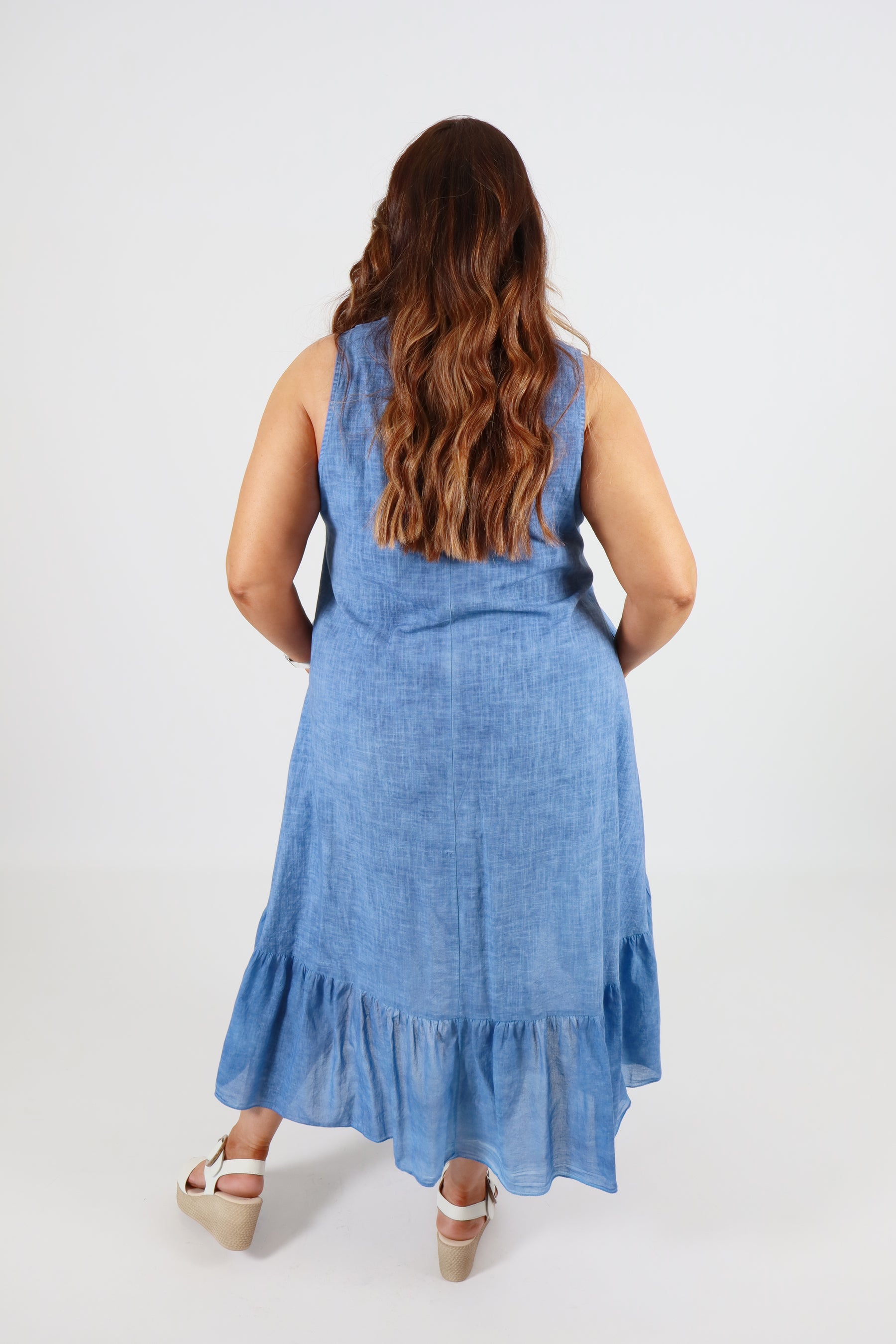 Evie Cotton Dress in Blue