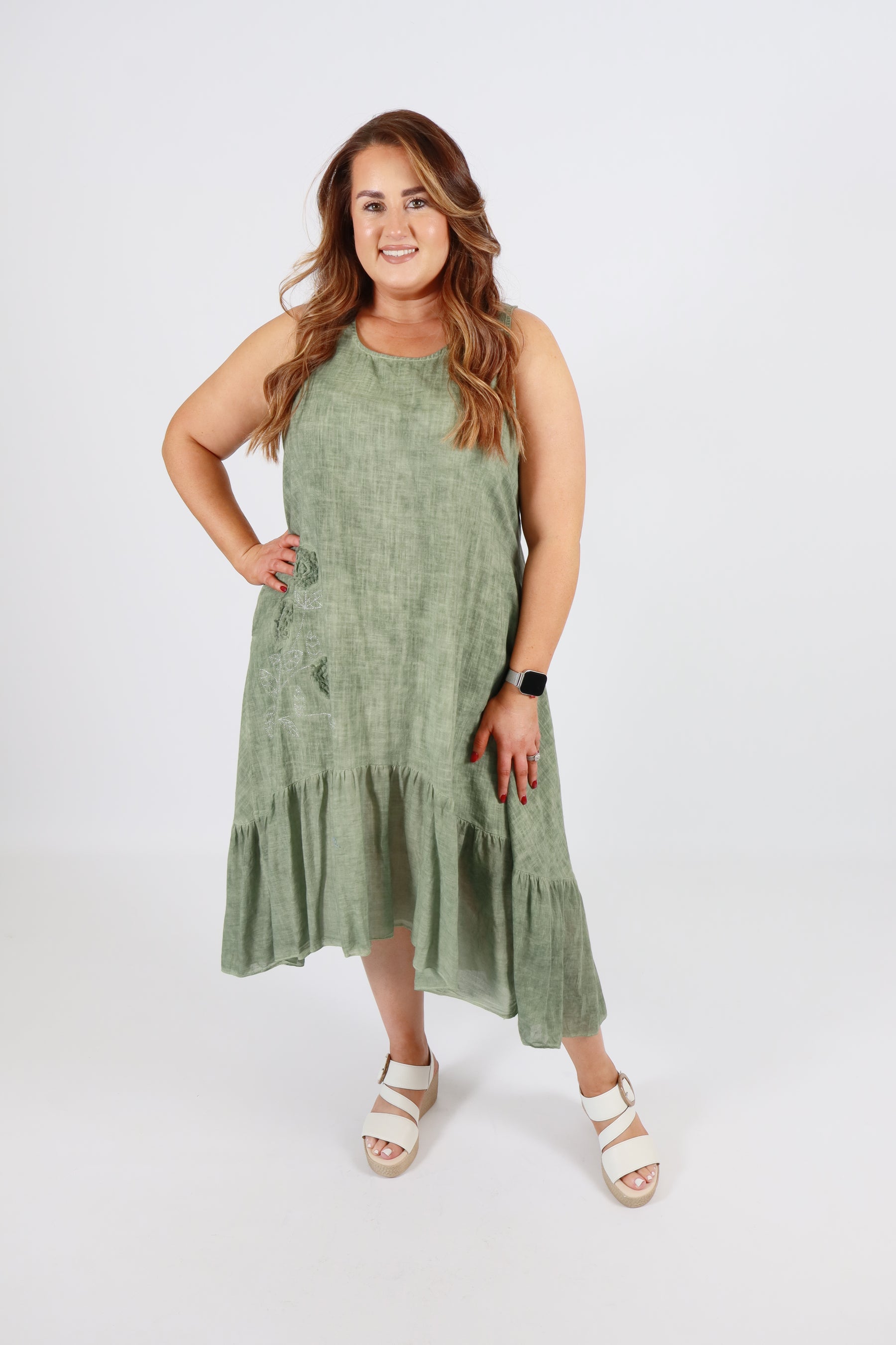 Evie Cotton Dress in Green
