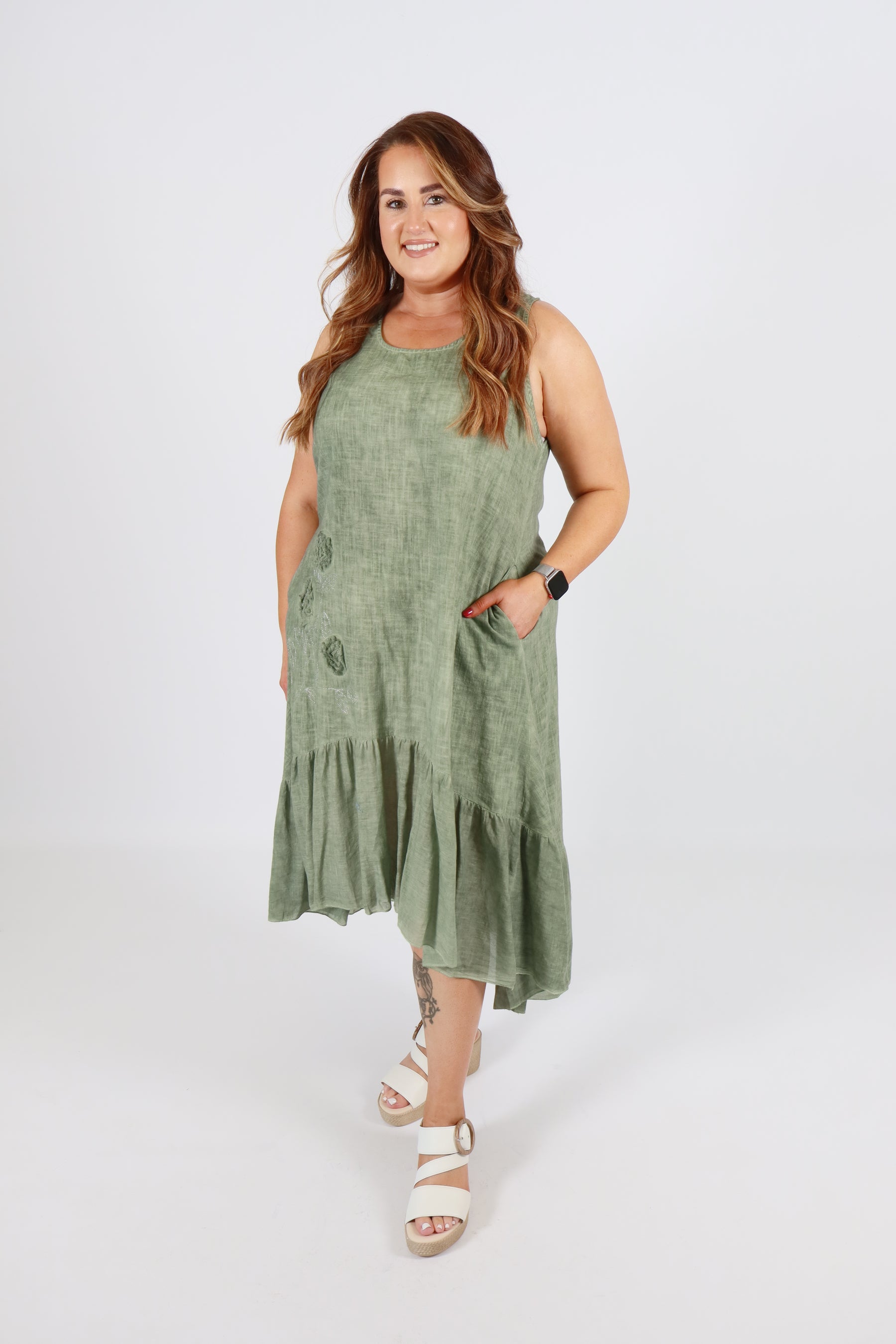 Evie Cotton Dress in Green