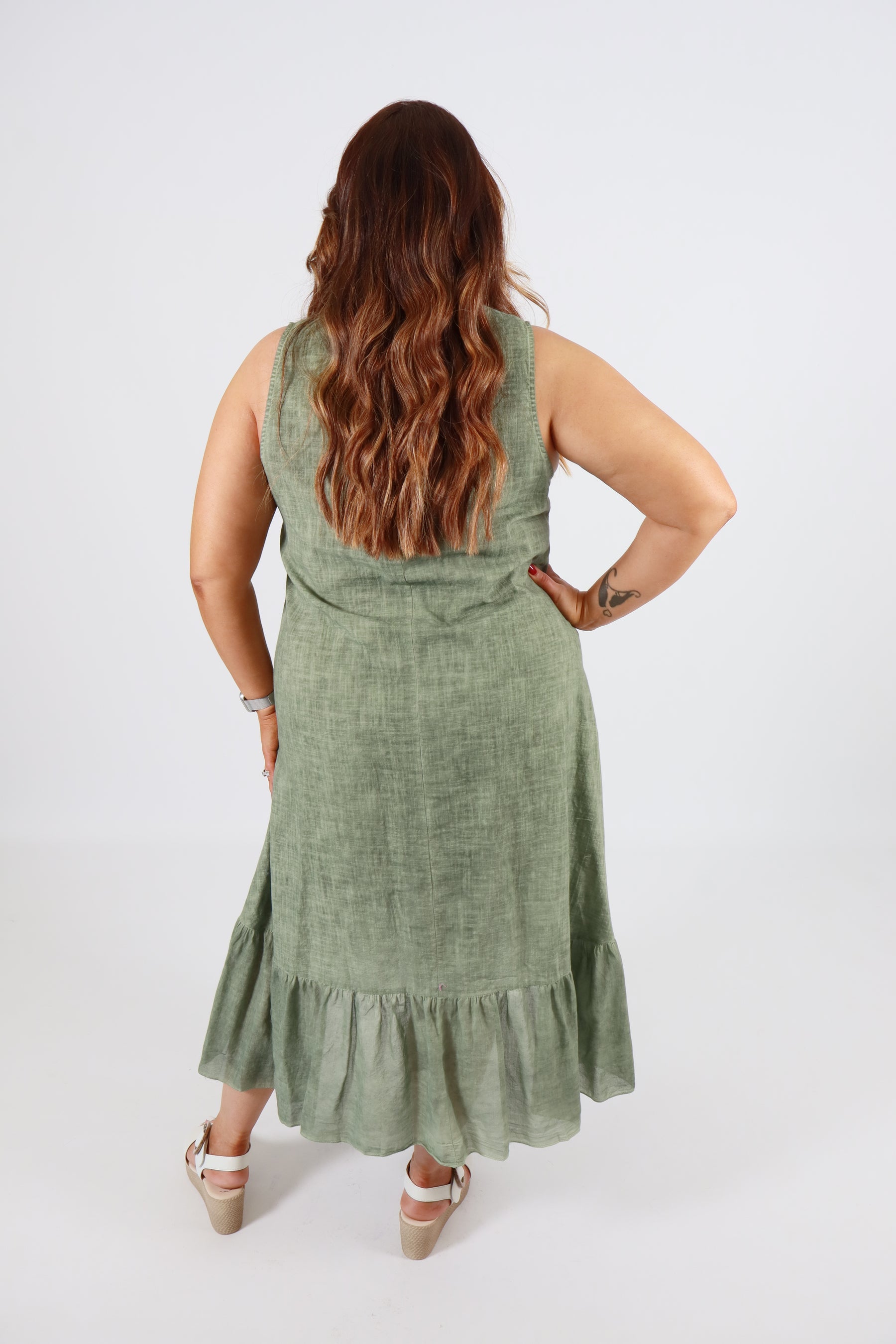 Evie Cotton Dress in Green
