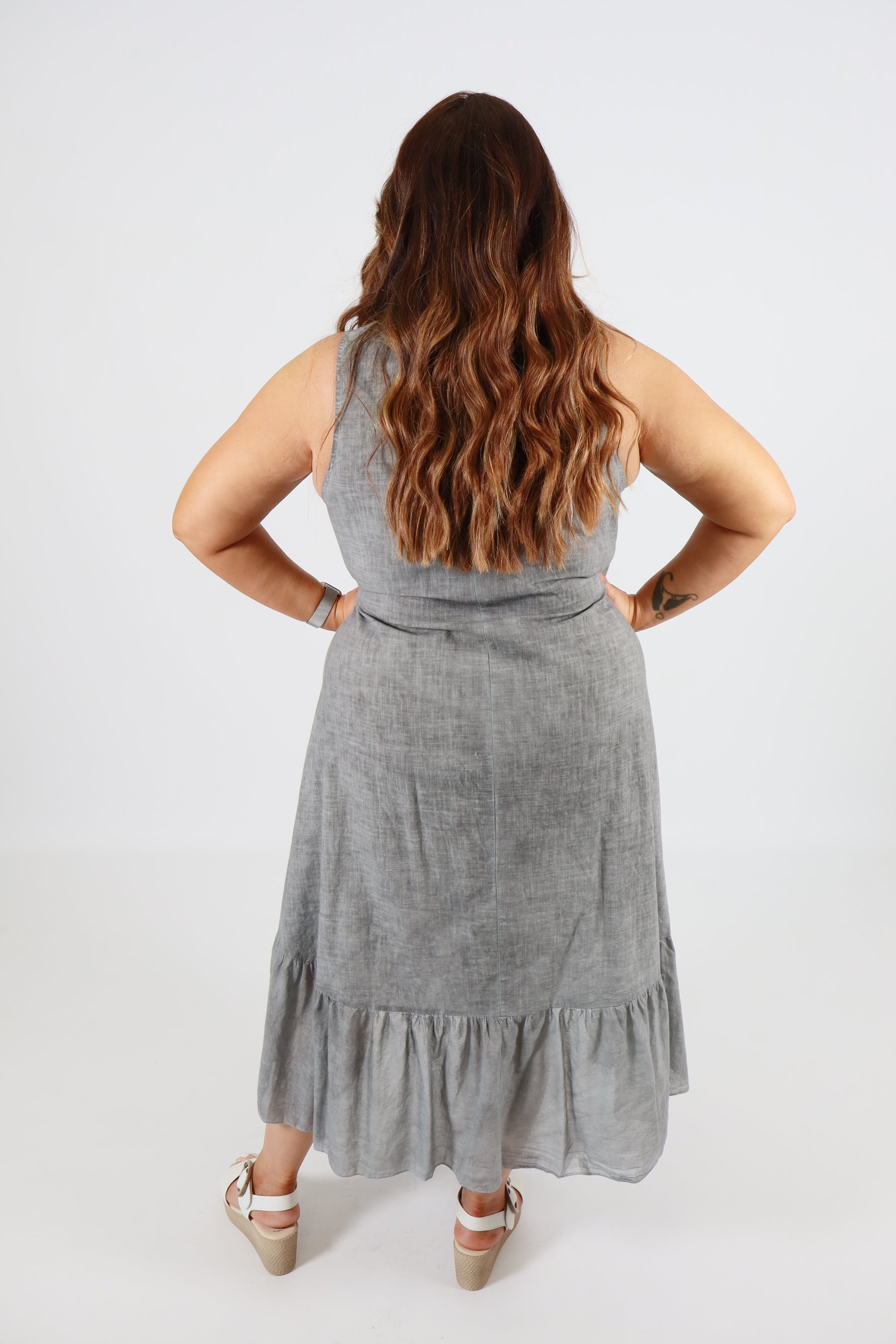Evie Cotton Dress in Grey