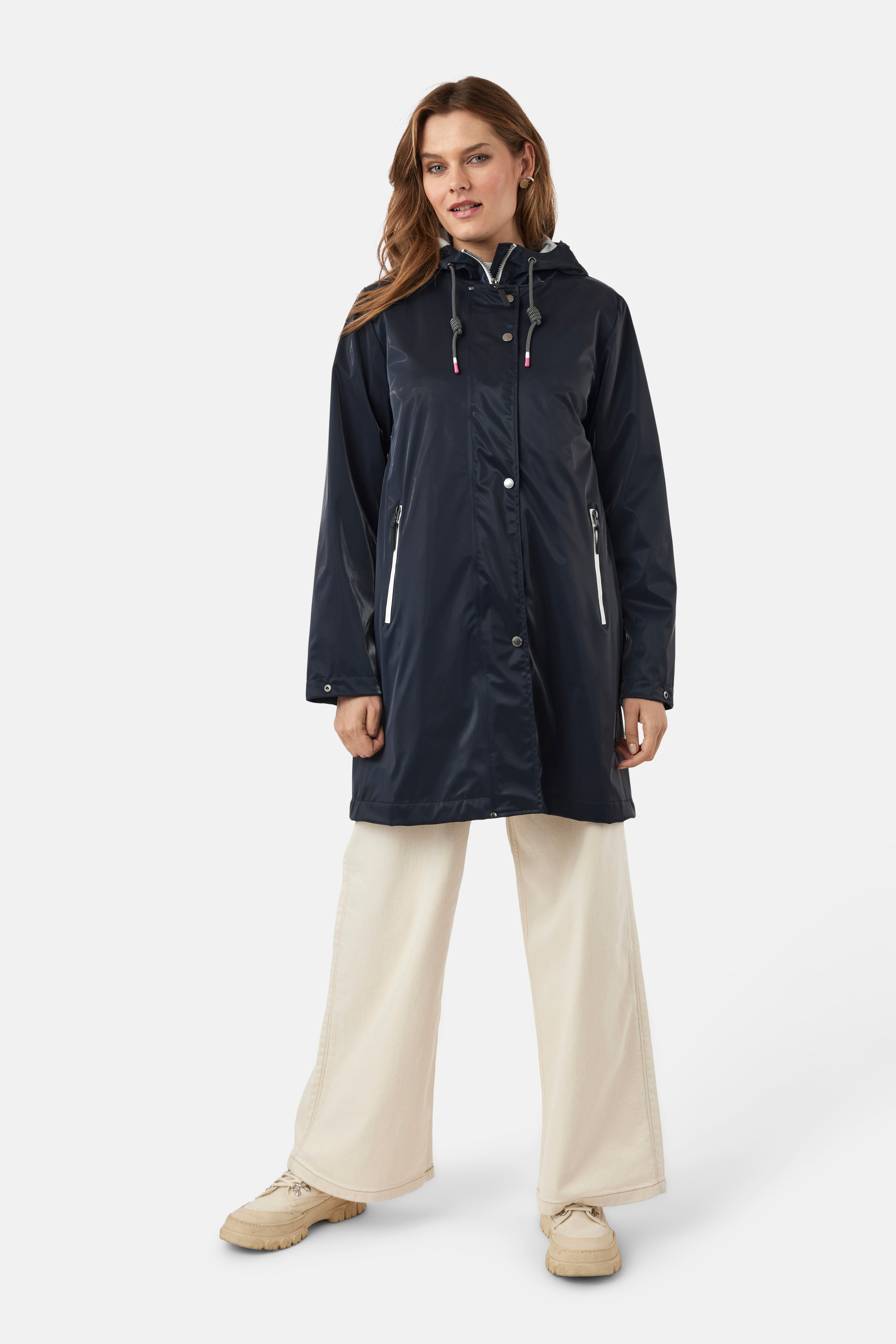 ジャケット・アウター  NAVY Rain Coat Frandsen Rain Jacket in Navy | Plus Size Coats | Wardrobeplus.ie