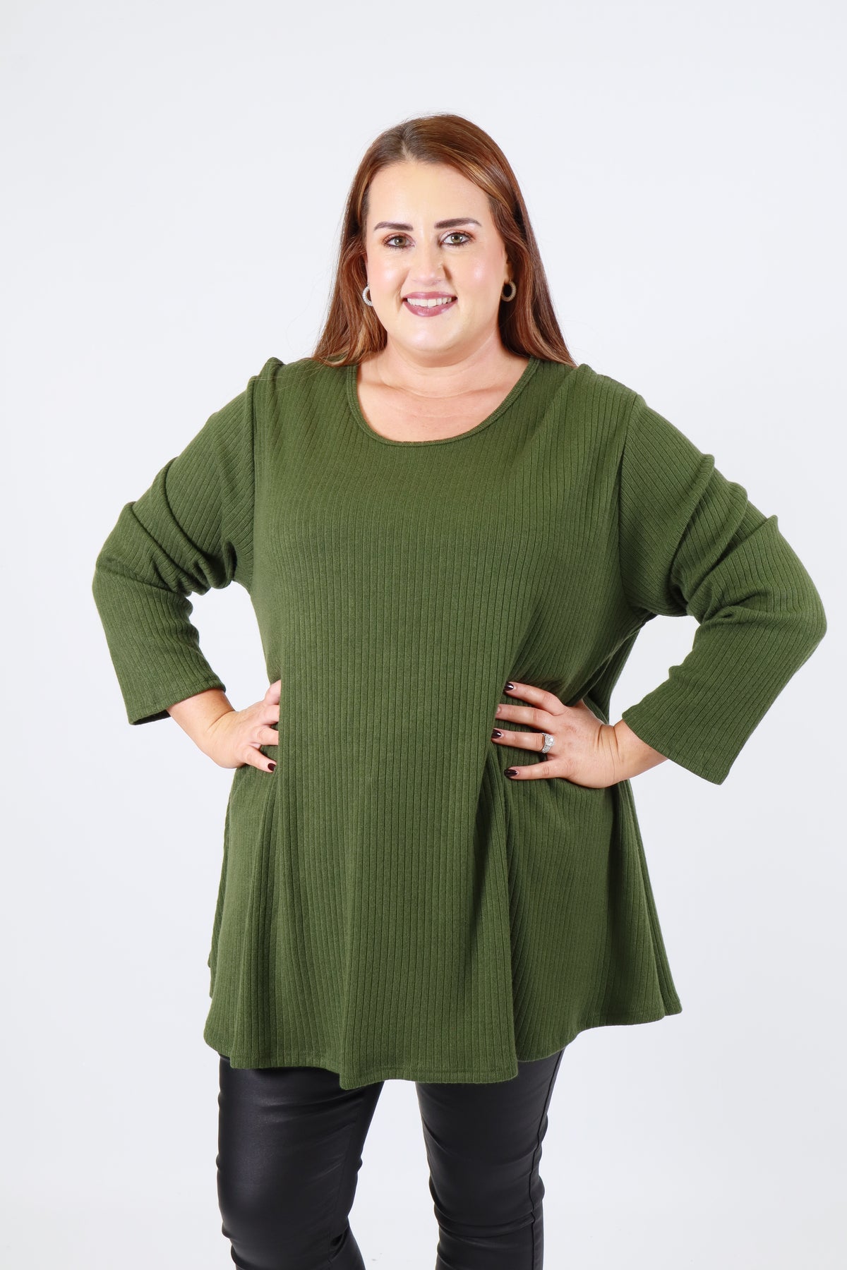 Gabby Ribbed Tunic in Khaki