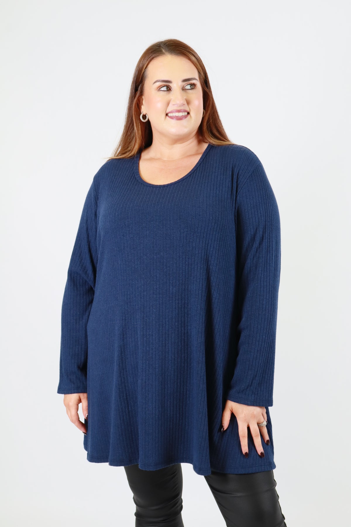 Gabby Ribbed Tunic in Navy