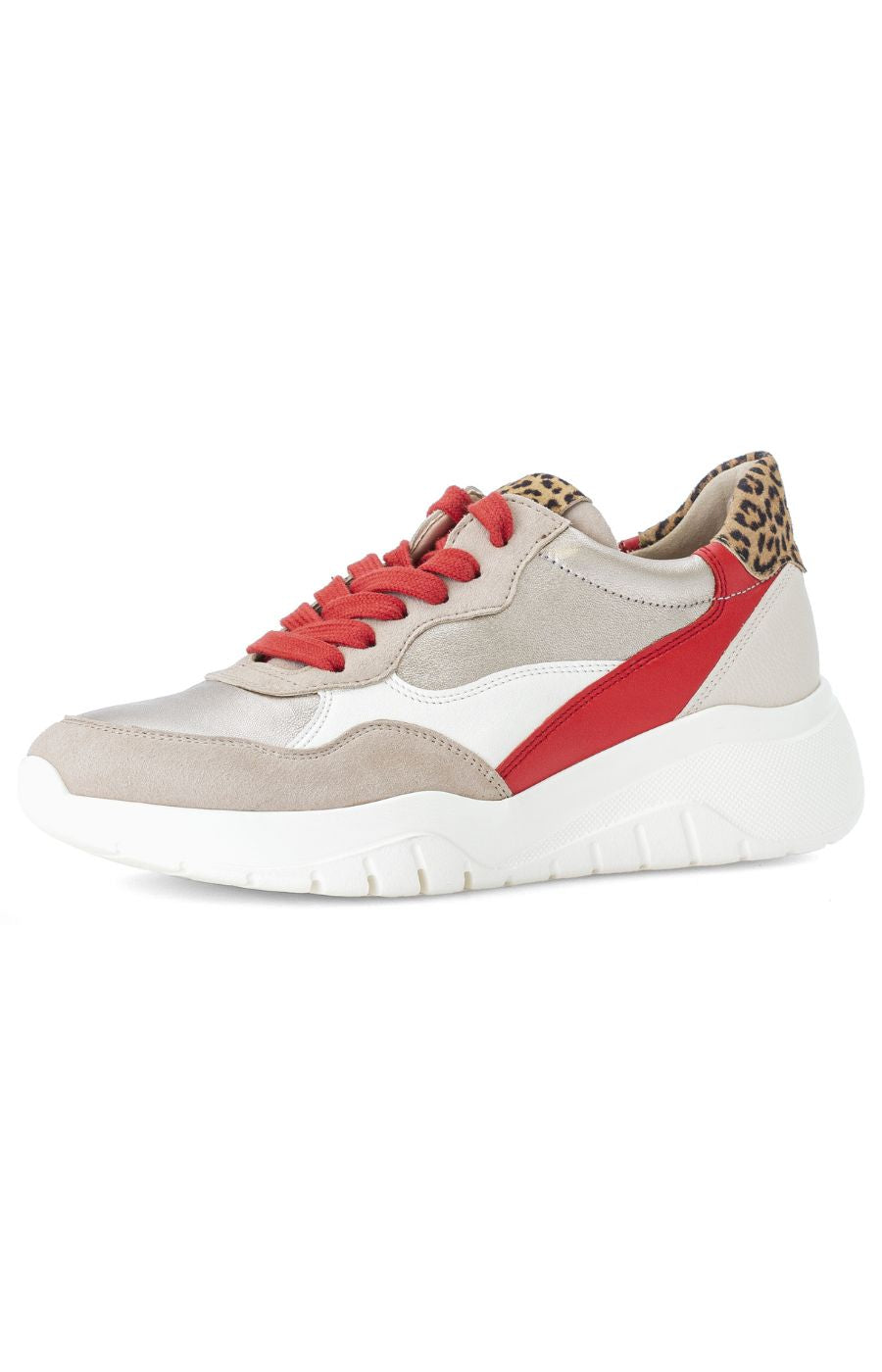 Gabor Beige Trainer with Red Leopard