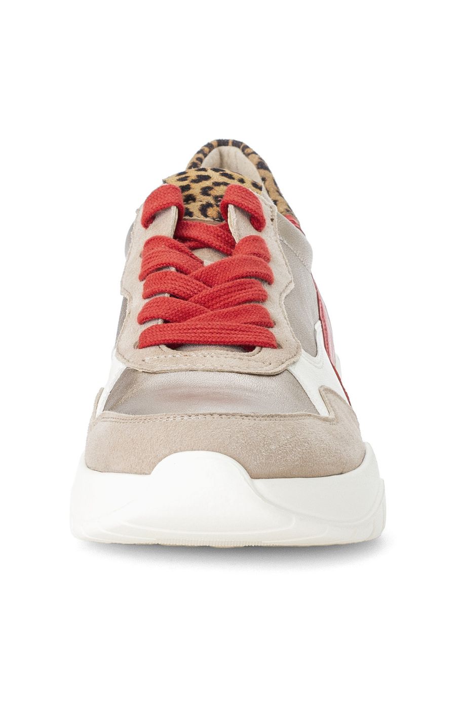 Gabor Beige Trainer with Red Leopard