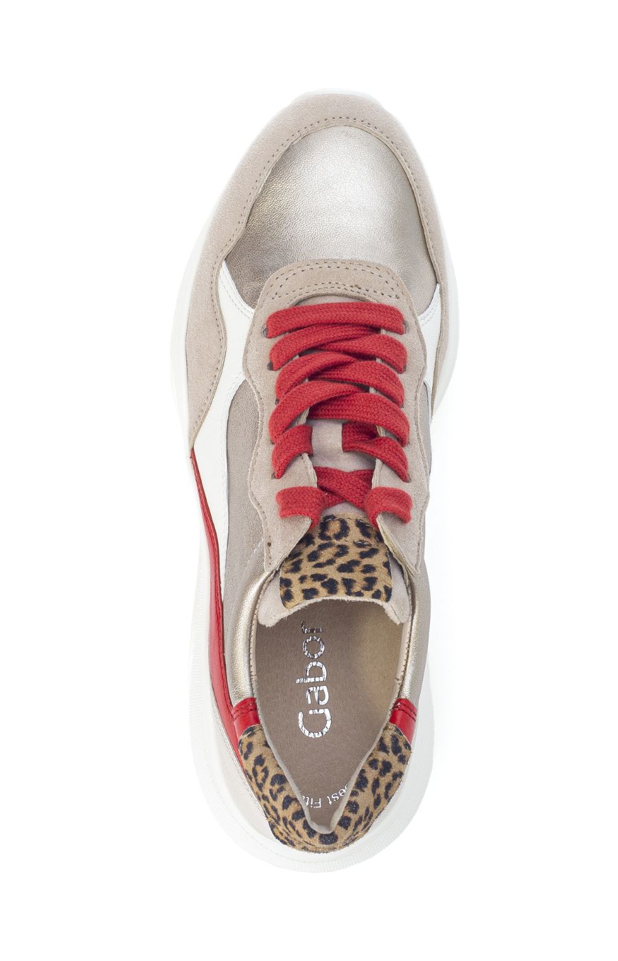 Gabor Beige Trainer with Red Leopard