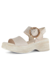 Gabor Buckle Wedge Sandal in Beige
