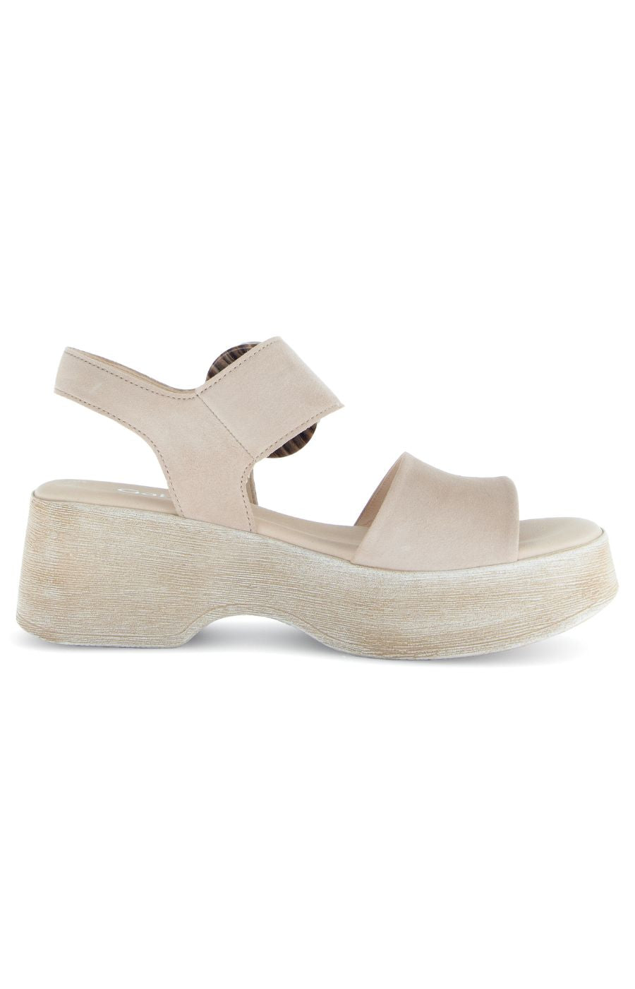 Gabor Buckle Wedge Sandal in Beige