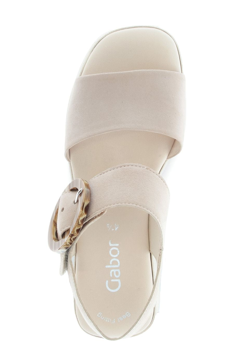 Gabor Buckle Wedge Sandal in Beige