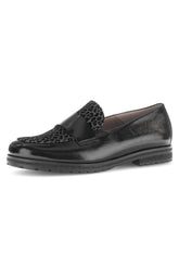 Gabor Patent Leather Shoe in Black with Leopard Print