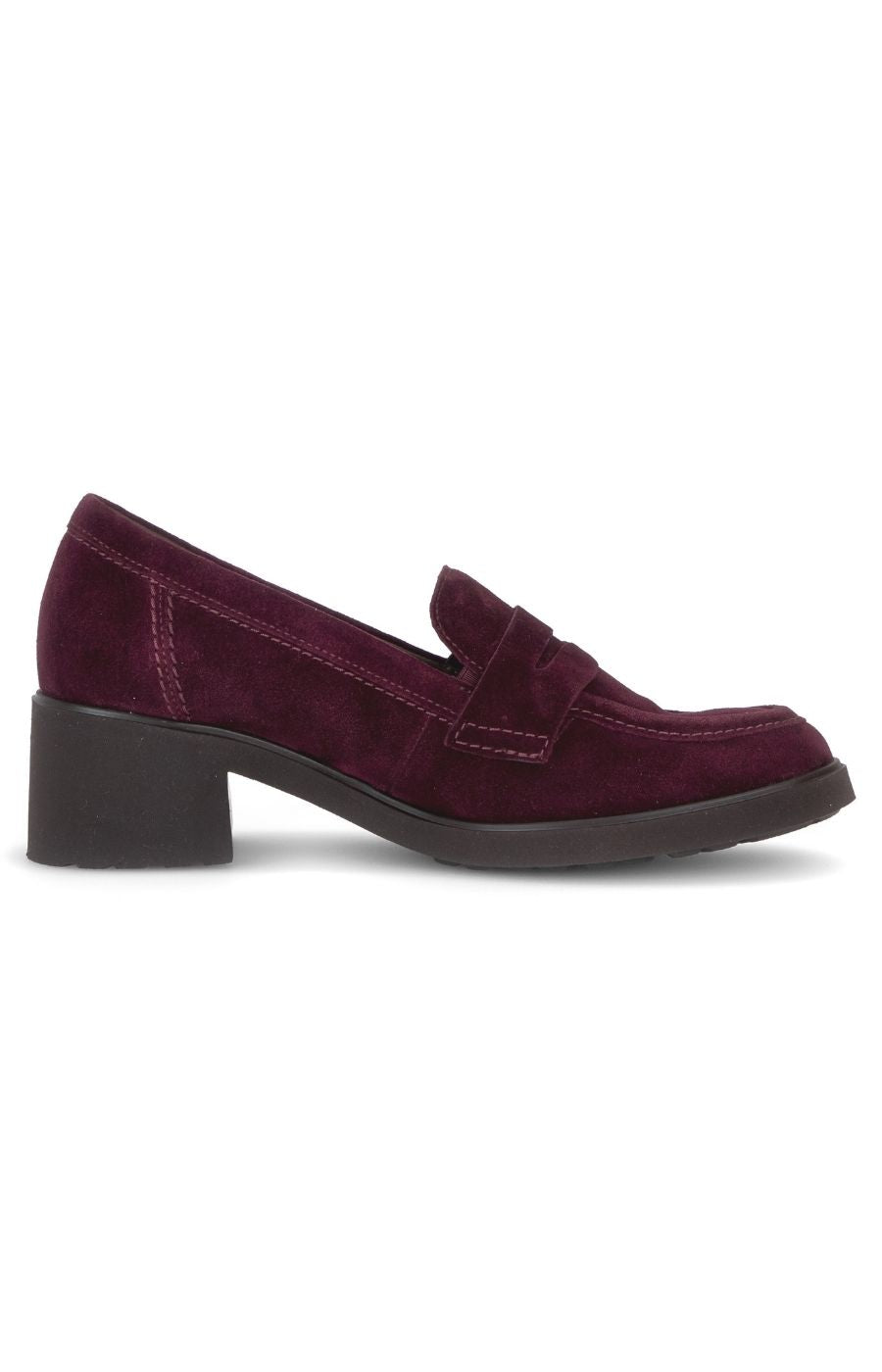 Gabor Suede Heeled Loafer in Wine