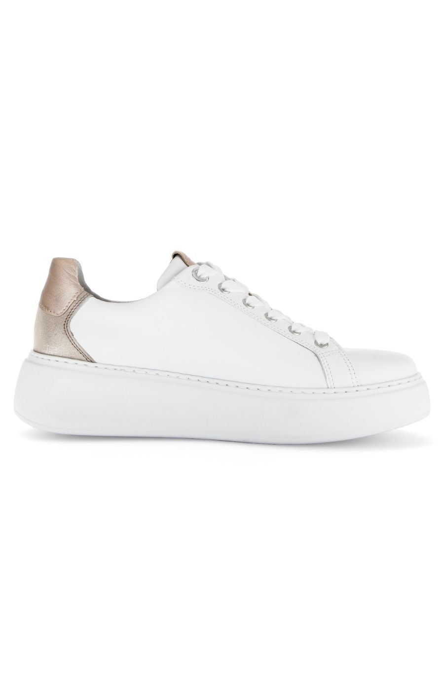 Gabor Trainer in White with Metallic Detailing