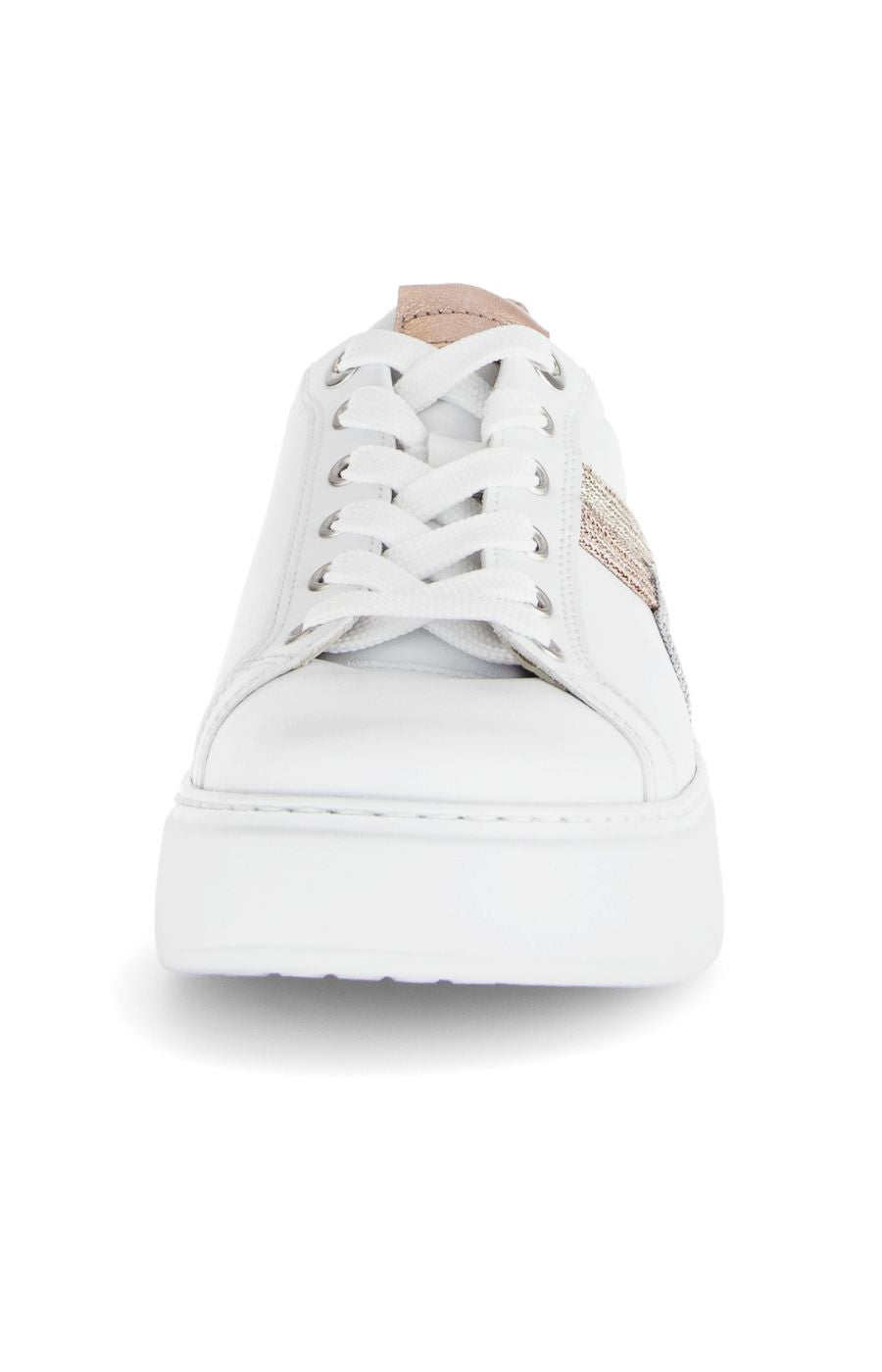 Gabor Trainer in White with Metallic Detailing