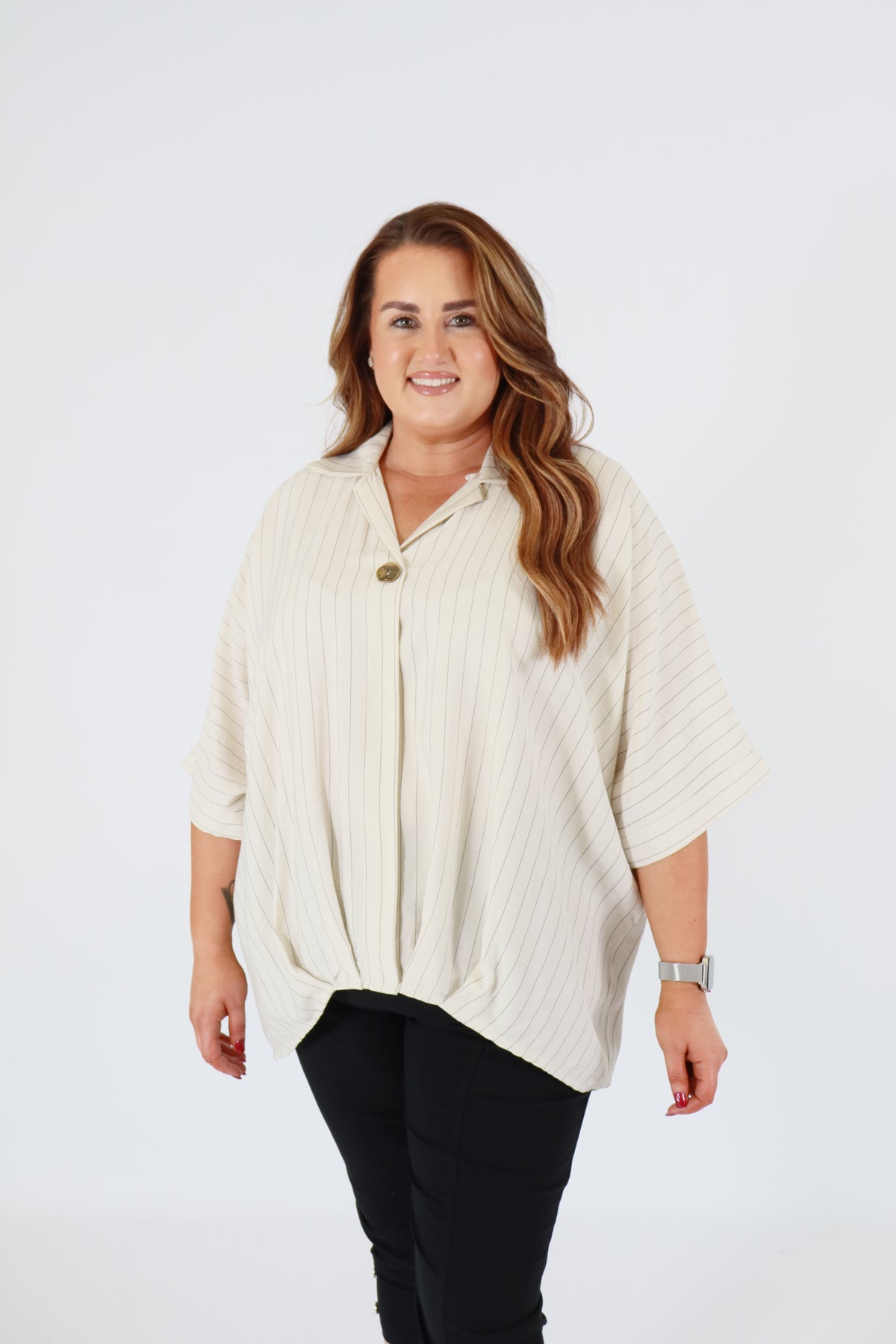 Harper Blouse in Beige