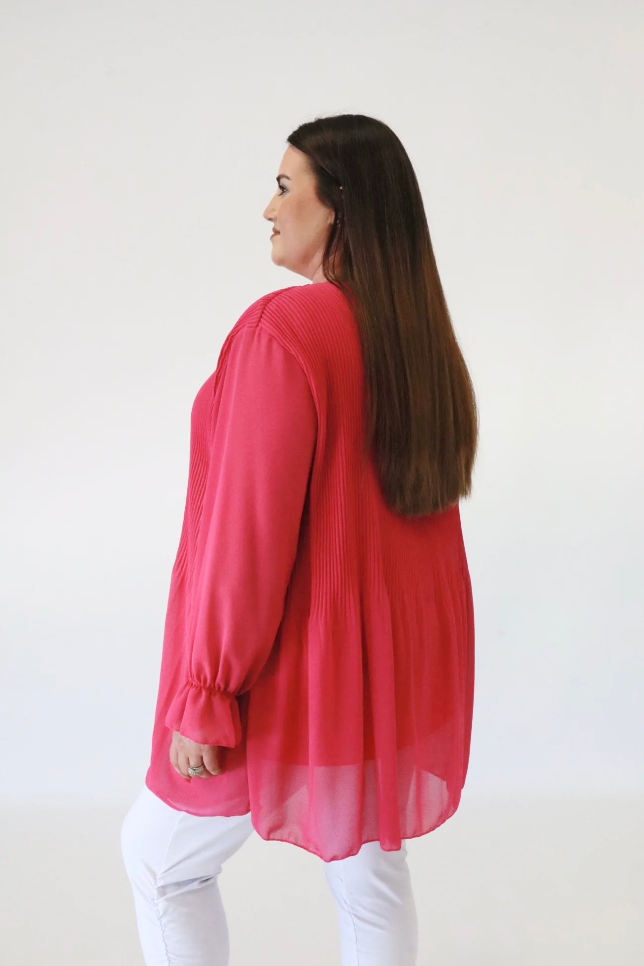 Maizie Pleated Blouse in Fuchsia