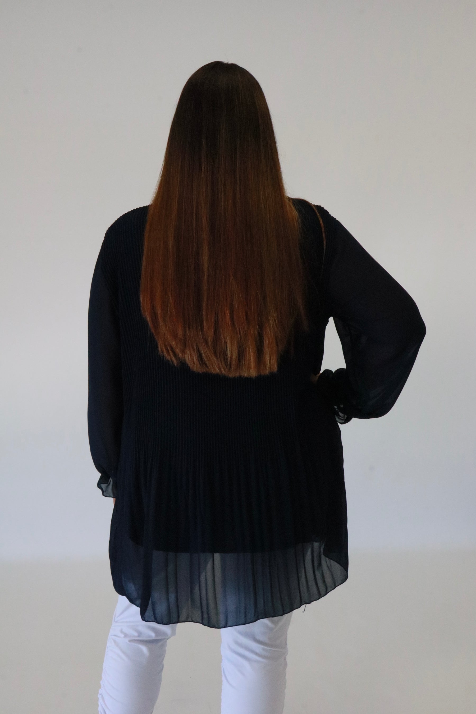 Maizie Pleated Blouse in Navy