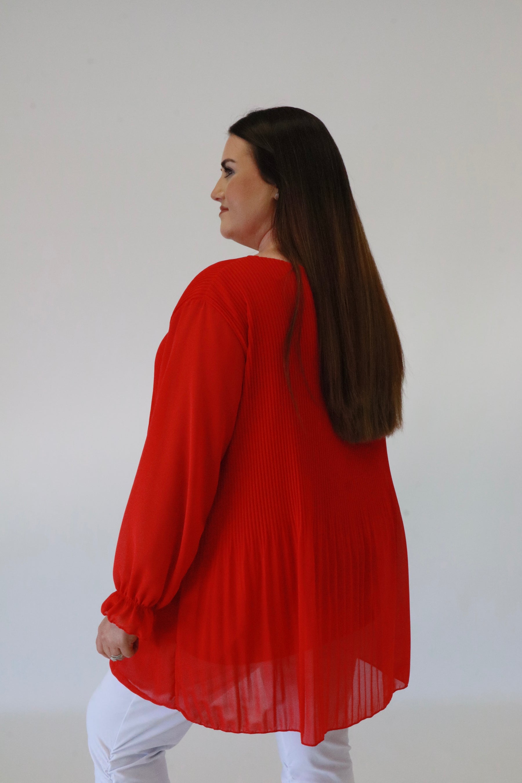 Maizie Pleated Blouse in Red